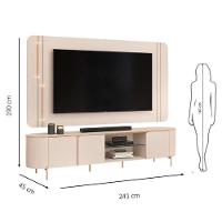 Rack Bancada Com Painel Ariana E Mesa De Centro Pilar Off White – Dj Móveis