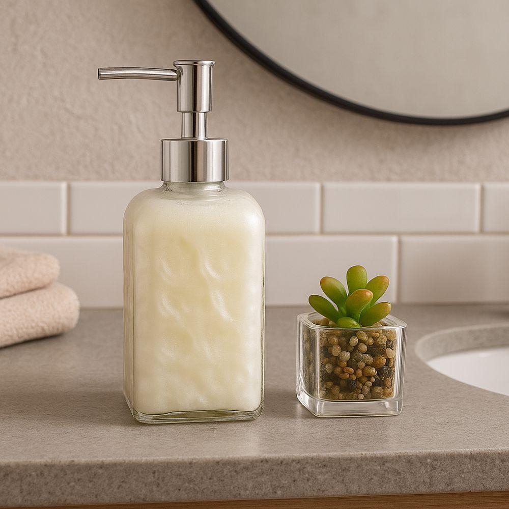 Jogo Porta Sabonete Líquido Vidro Clear Coração E Mini Vaso Suculenta - Tuut - 2