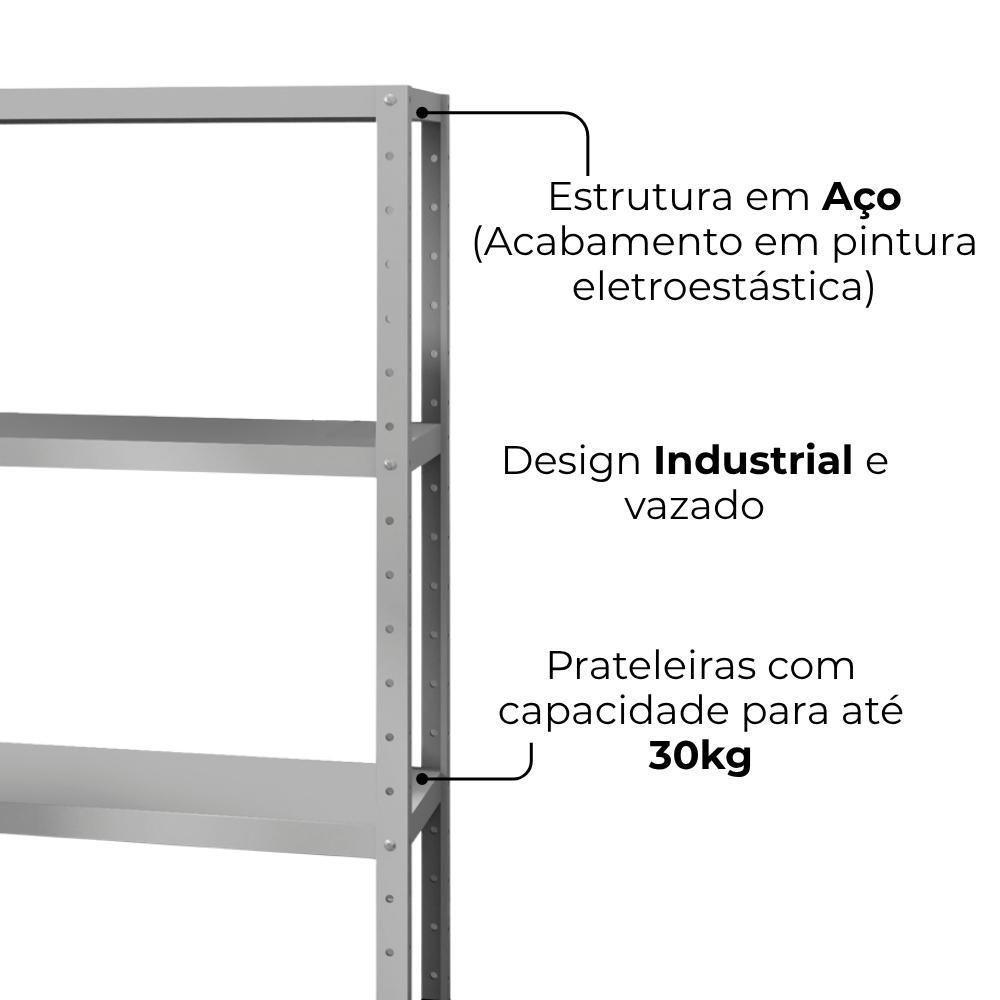 Estante Estilo Industrial Genova 3 Prateleiras 94 Cm Cinza Artef Cinza - 2