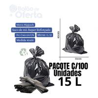 Saco De Lixo 15 Litros Super Reforçado Preto - 100 Unidades - 3