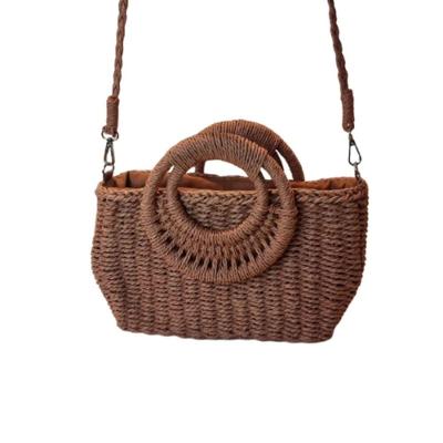 Bolsa Artesanal Praia Forrada Meia Lua Retangular Verão Marrom