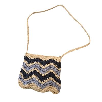 Bolsa Artesanal Lateral Listrada Transversal Casual Praia Azul