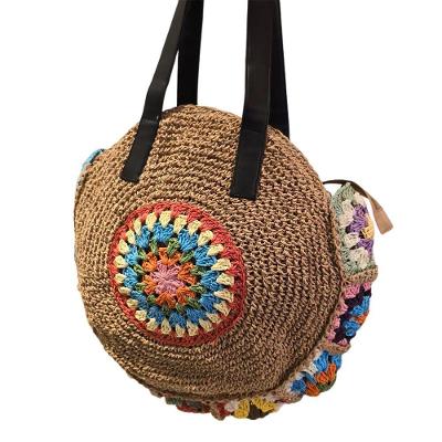 Bolsa Artesanal Praia Forrada Redonda Crochê Grande Verão Marrom