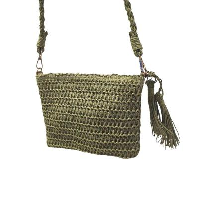 Bolsa Artesanal Lateral Transversal Casual Praia Festa Verde Escuro