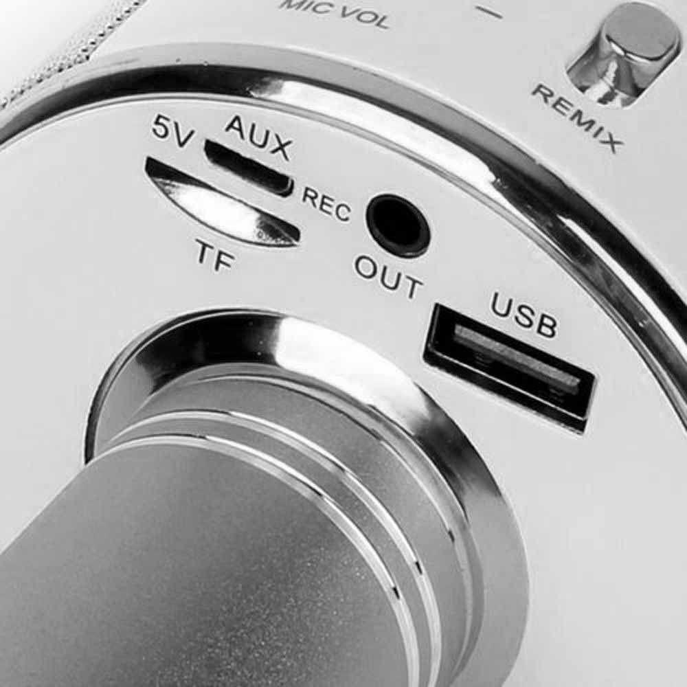 Microfone Bluetooth Sem Fio Recarregável Karaoke Youtuber - Prata - 7