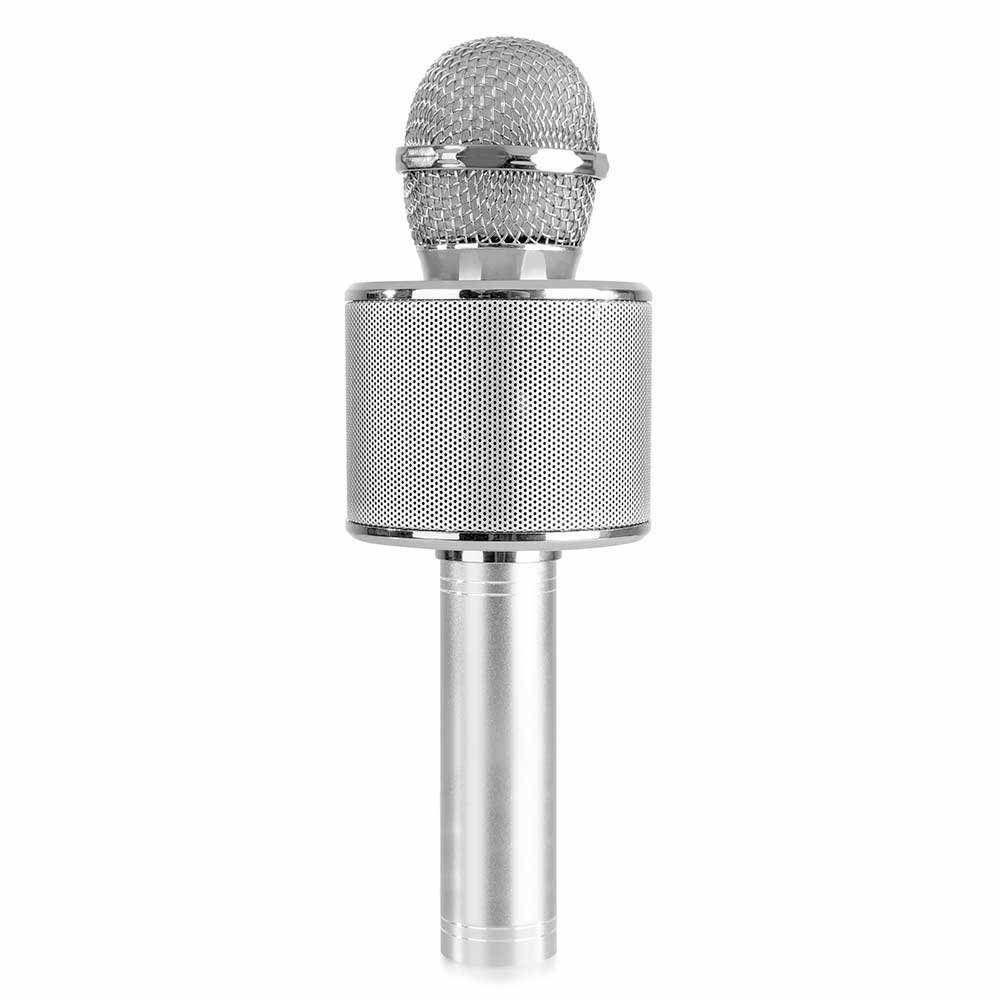 Microfone Bluetooth Sem Fio Recarregável Karaoke Youtuber - Prata - 9