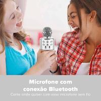 Microfone Bluetooth Sem Fio Recarregável Karaoke Youtuber - Prata - 2
