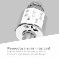 Microfone Bluetooth Sem Fio Recarregável Karaoke Youtuber - Prata