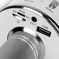 Microfone Bluetooth Sem Fio Recarregável Karaoke Youtuber - Prata - 7