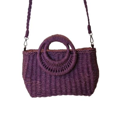 Bolsa Artesanal Praia Forrada Meia Lua Retangular Verão Roxo