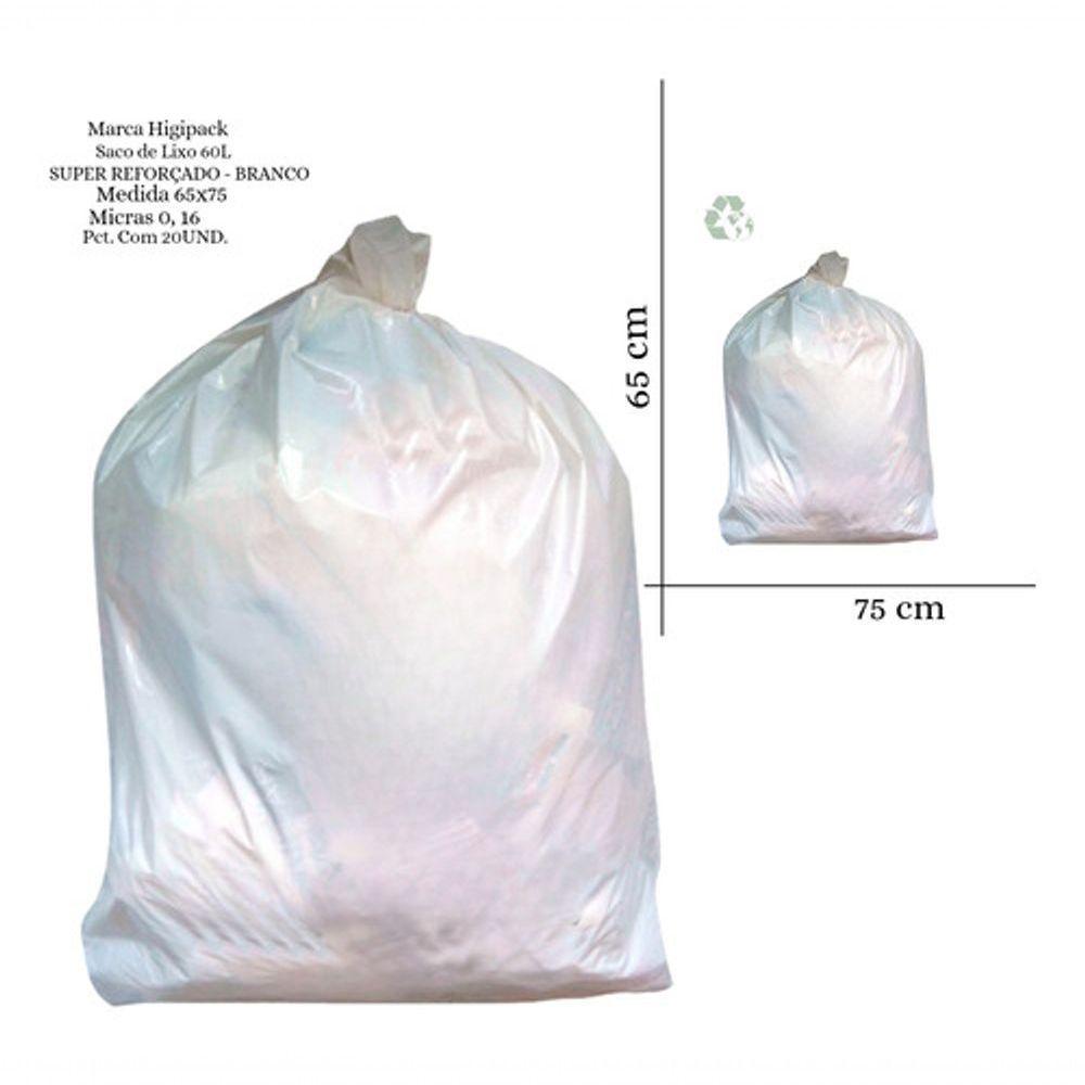 Saco De Lixo 60 Litros Super Reforçado Branco - 20 Unidades - 3