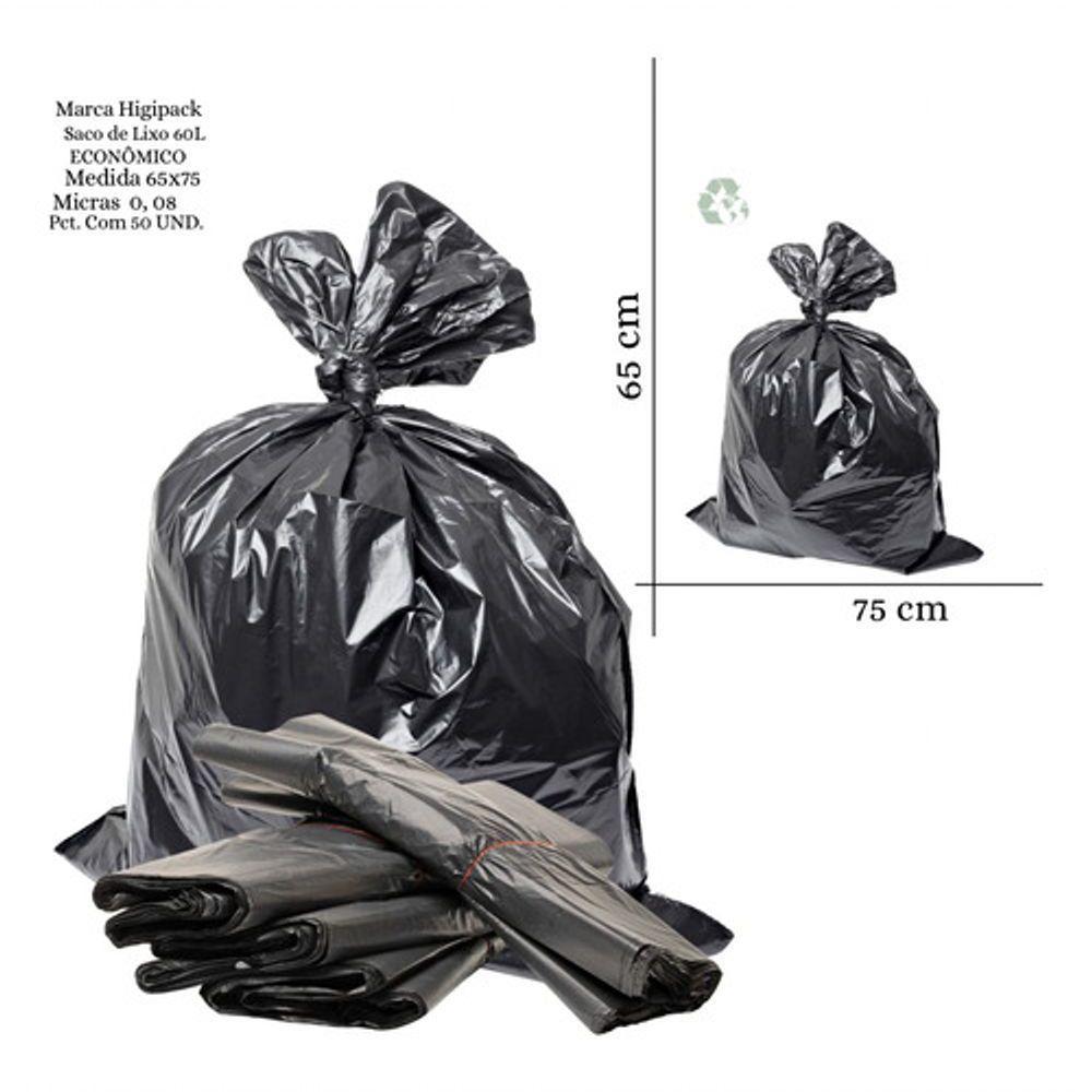 Saco De Lixo 50 Litros Economico Preto - 100 Unidades - 3