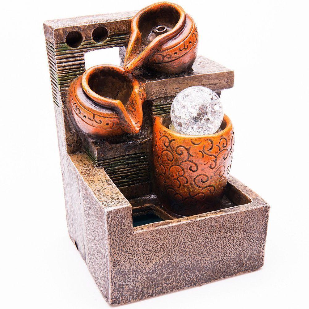 Fonte De água Decorativa Cascata 2 Quedas Luz De Led - 220v - 4