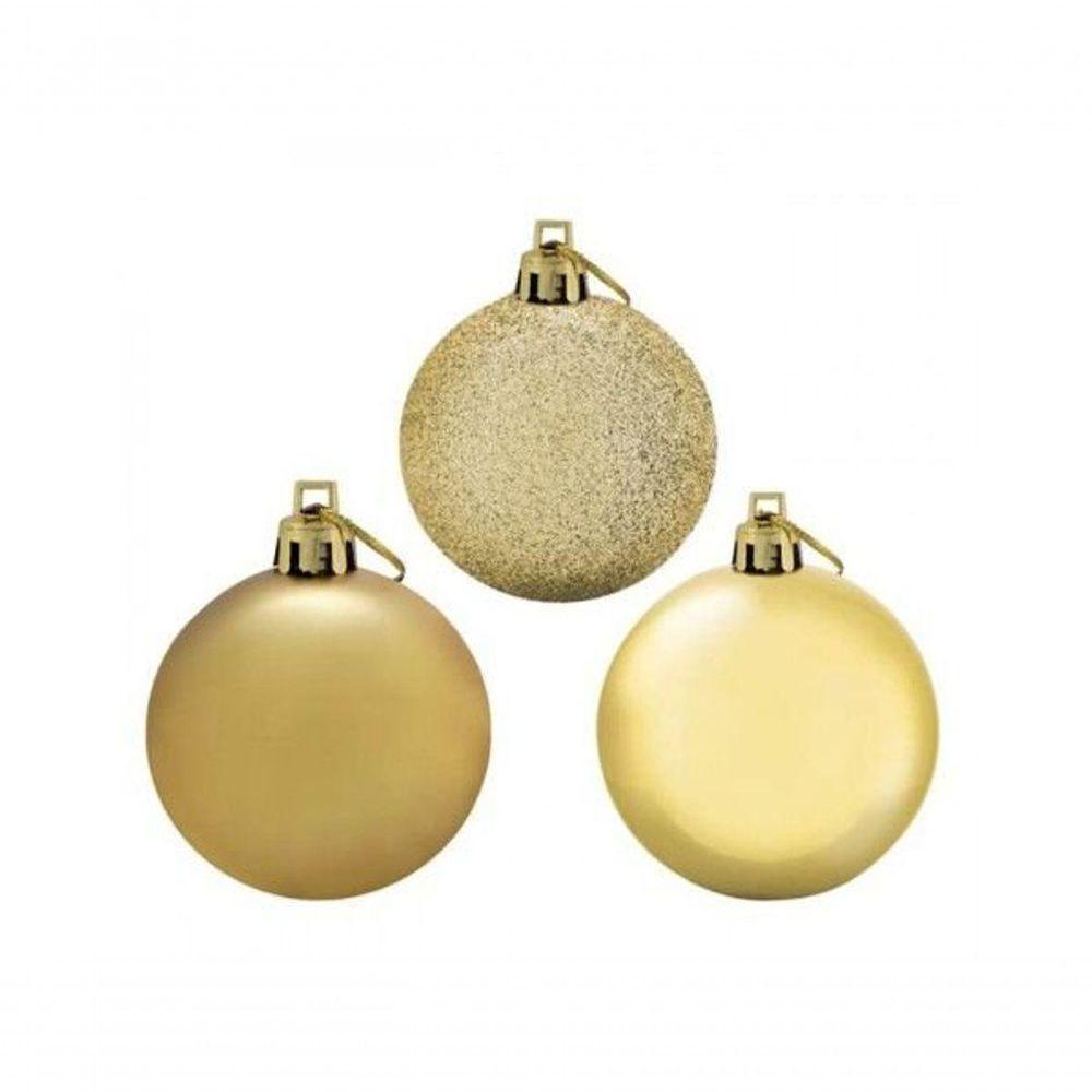 Kit Bola De Natal Dourado 12 Un 8cm Riomaster - 3
