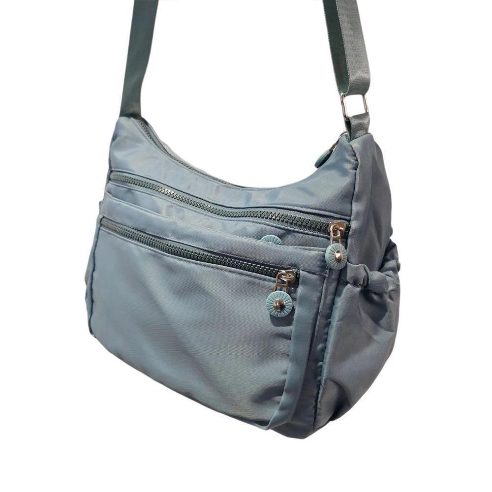 Bolsa Lateral Transversal Lisa Casual 3 Compartimentos Azul Claro - 1