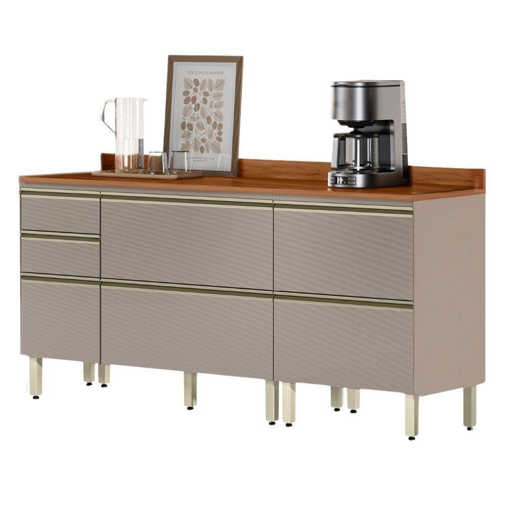 Balcao Com Tampo 120 Cm E Balcao Com Tampo 60 Cm Proenca Nogueira Nude Prime Demartez Nogueira Nude Prime - 1