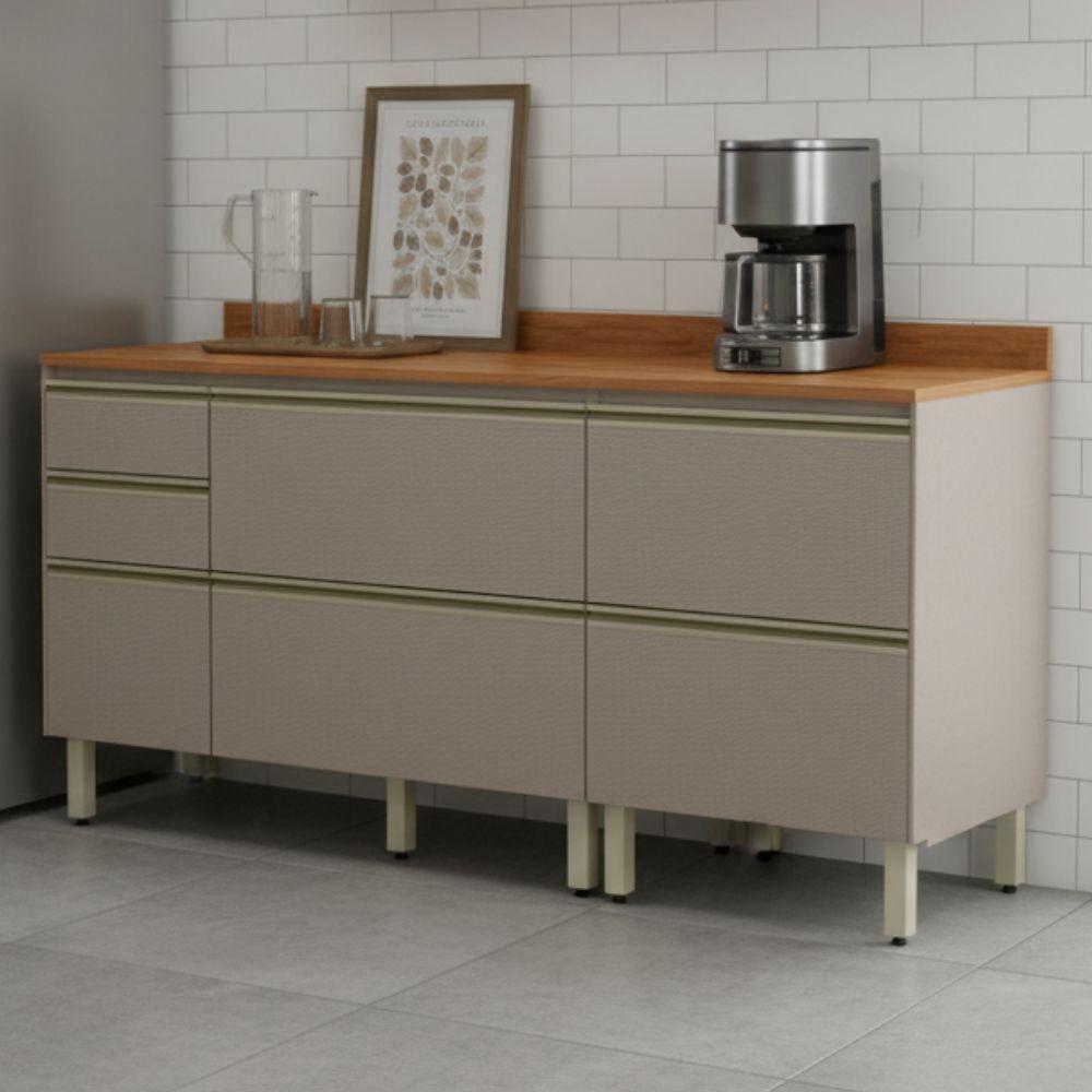 Balcao Com Tampo 120 Cm E Balcao Com Tampo 60 Cm Proenca Nogueira Nude Prime Demartez Nogueira Nude Prime - 2