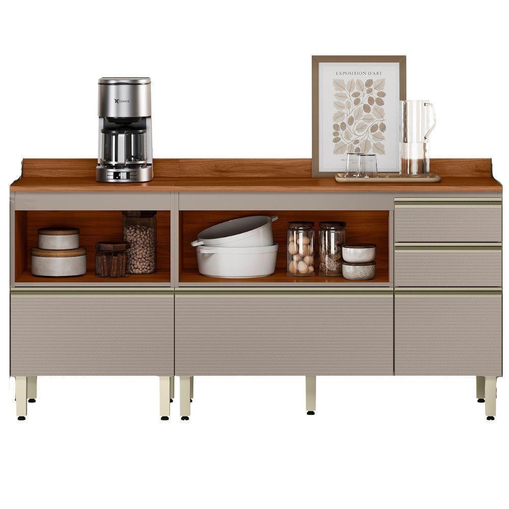 Balcao Com Tampo 120 Cm E Balcao Com Tampo 60 Cm Proenca Nogueira Nude Prime Demartez Nogueira Nude Prime - 9