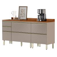 Balcao Com Tampo 120 Cm E Balcao Com Tampo 60 Cm Proenca Nogueira Nude Prime Demartez Nogueira Nude Prime - 1