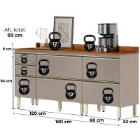 Balcao Com Tampo 120 Cm E Balcao Com Tampo 60 Cm Proenca Nogueira Nude Prime Demartez Nogueira Nude Prime - 3