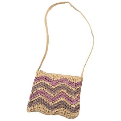 Bolsa Artesanal Lateral Listrada Transversal Casual Praia Lilás