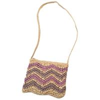 Bolsa Artesanal Lateral Listrada Transversal Casual Praia Lilás - 1