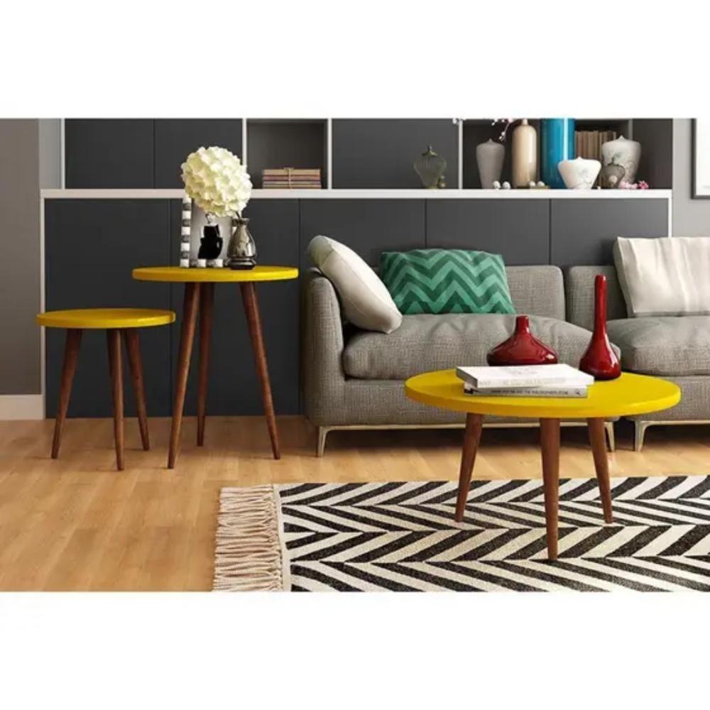 Mesa De Centro Leggs Bellagio 67cm Amarela - 5