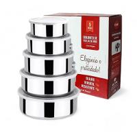 Conjunto De Tigelas De Aço Inoxidável Com Tampa - 5 Peças - 2