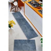 Kit Cozinha 3 Pçs Tapete Passadeira Em Carpete Aveludado Cinza - 4