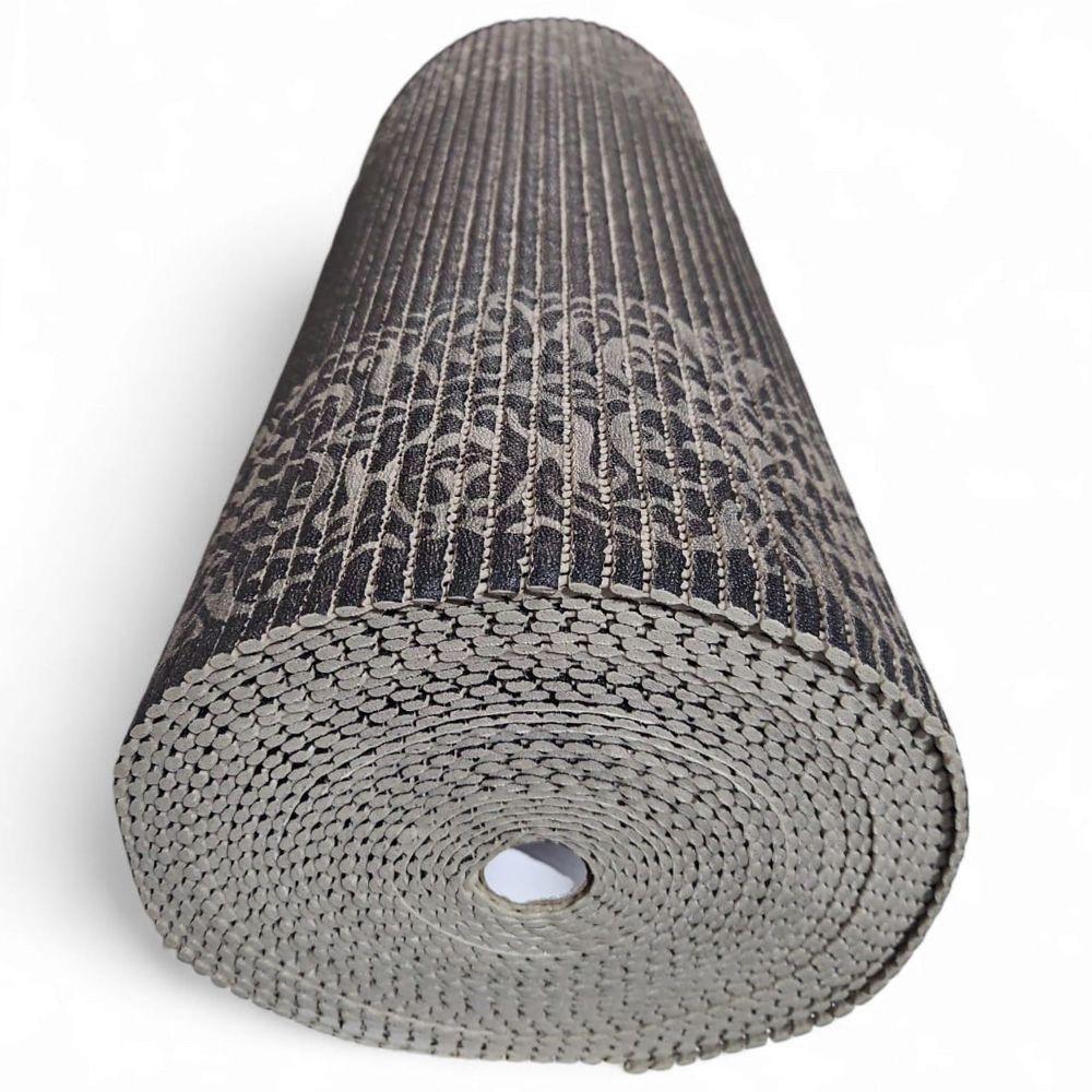 Tapete Passadeira Capacho Emborrachada Antiderrap. 0,65x1,00 Barrado Preto Bege - 6