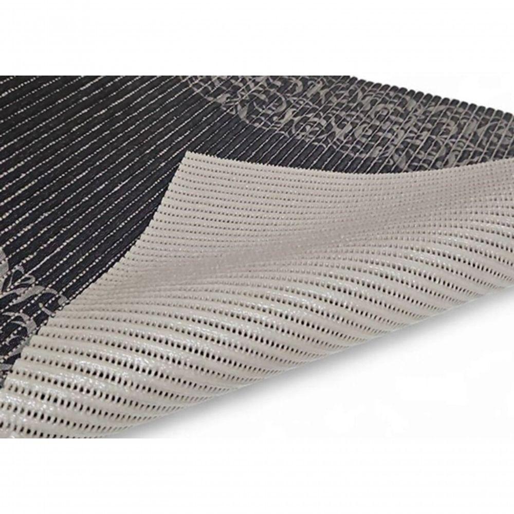 Tapete Passadeira Capacho Emborrachada Antiderrap. 0,65x1,00 Barrado Preto Bege - 7