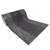 Tapete Passadeira Capacho Emborrachada Antiderrap. 0,65x1,00 Barrado Preto Bege - 1