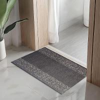 Tapete Passadeira Capacho Emborrachada Antiderrap. 0,65x1,00 Barrado Preto Bege - 2