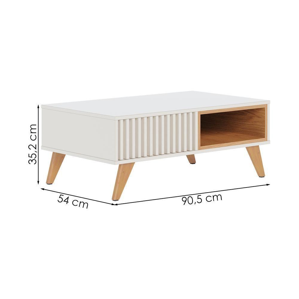 Mesa De Centro Para Sala 91 Cm Jeri Colibri Off White Freijo - 3