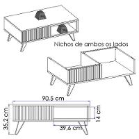 Mesa De Centro Para Sala 91 Cm Jeri Colibri Off White Freijo