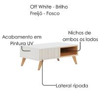 Mesa De Centro Para Sala 91 Cm Jeri Colibri Off White Freijo - 5