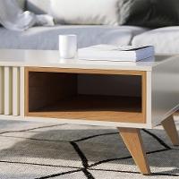 Mesa De Centro Para Sala 91 Cm Jeri Colibri Off White Freijo - 7