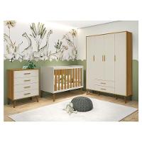 Quarto De Bebê Isis 4 Portas Com Gaveteiro Areia Acetinado Savana - Reller - 1