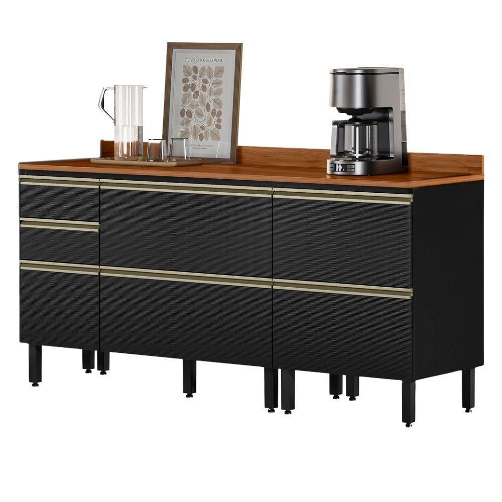 Balcao Com Tampo 120 Cm E Balcao Com Tampo 60 Cm Proenca Nogueira Carbono Prime Demartez Nogueira Carbono Prime - 1