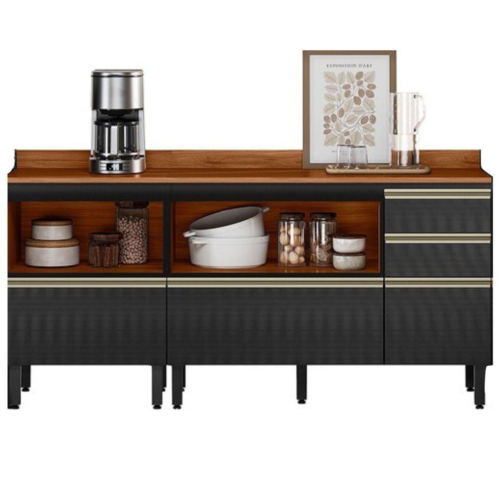 Balcao Com Tampo 120 Cm E Balcao Com Tampo 60 Cm Proenca Nogueira Carbono Prime Demartez Nogueira Carbono Prime - 9