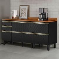 Balcao Com Tampo 120 Cm E Balcao Com Tampo 60 Cm Proenca Nogueira Carbono Prime Demartez Nogueira Carbono Prime - 2