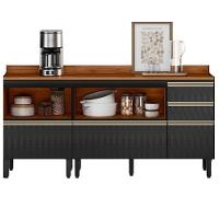 Balcao Com Tampo 120 Cm E Balcao Com Tampo 60 Cm Proenca Nogueira Carbono Prime Demartez Nogueira Carbono Prime - 9