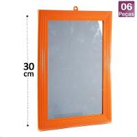 Espelho Retangular 30x21cm 6 Peças Moldura Laranja - Tudo Em Caixa - 3