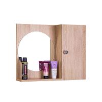 Espelho Redondo para Banheiro com Armário Madeira Clara - 5
