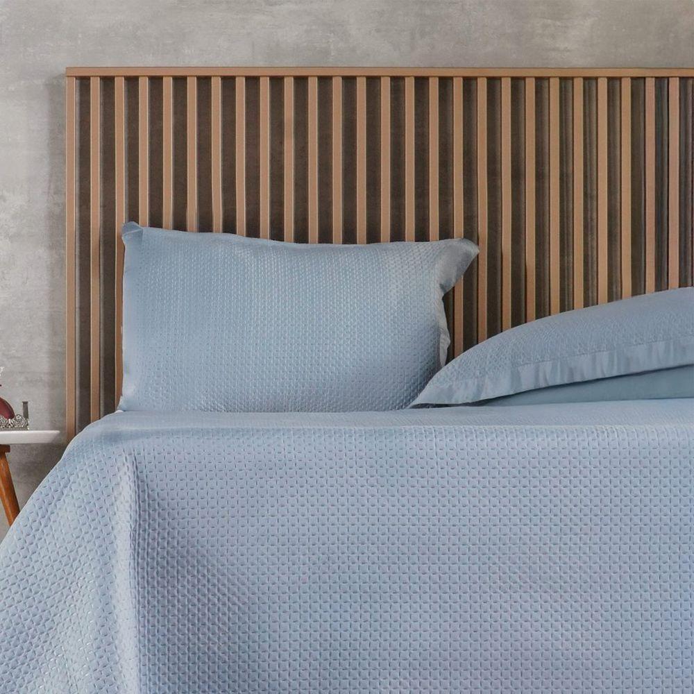 Kit Colcha Queen Satinatta Cetim 100% Poliéster 240x260cm Bruma Azul - 5