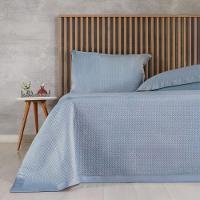 Kit Colcha Queen Satinatta Cetim 100% Poliéster 240x260cm Bruma Azul - 1