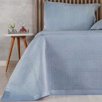 Kit Colcha Queen Satinatta Cetim 100% Poliéster 240x260cm Bruma Azul - 2