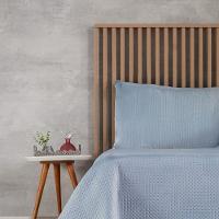 Kit Colcha Queen Satinatta Cetim 100% Poliéster 240x260cm Bruma Azul