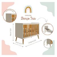 Quarto De Bebê Isis 3 Portas Com Gaveteiro Areia Acetinado Savana - Reller - 6