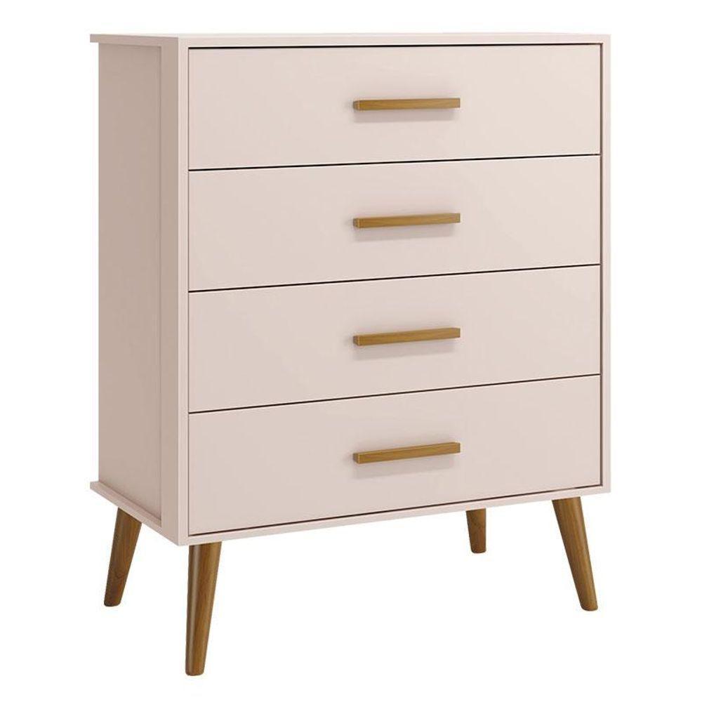 Quarto De Bebê Isis 4 Portas Com Gaveteiro Rosa Acetinado - Reller - 9